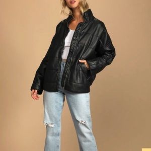 NWT - Free People - Vegan Leather Quilted Jacket